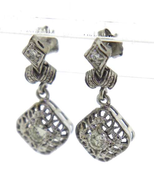Fantastic White Gold Filigree Diamond Earrings