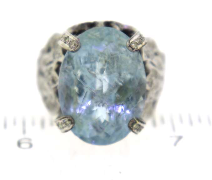 Incredible Oval Aquamarine and Diamond Ring