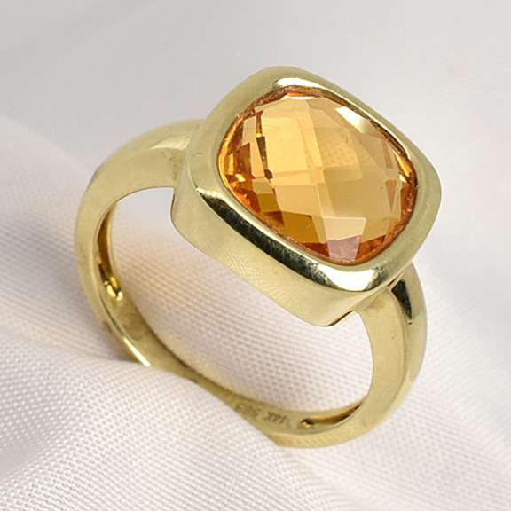 Chic Bezel Set Citrine Ring in 14K YG
