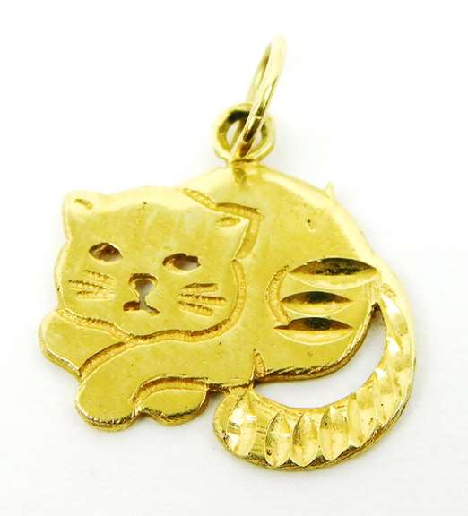 Vintage 14K Yellow Gold Cat Pendant