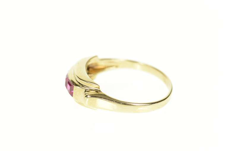 8K Yellow Gold 1940's Syn. Princess Ruby Statement Band Ring