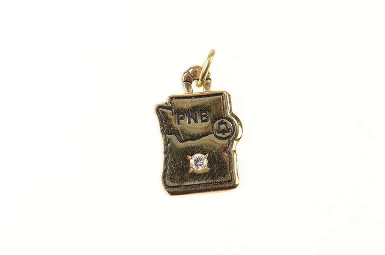 14K Yellow Gold PNB Pacific Northwest Bell Diamond Phone Charm/Pendant