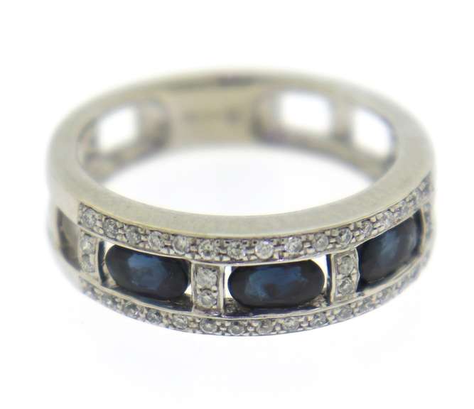 Charming White Gold Sapphire and Diamond Ring