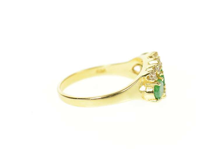 18K Yellow Gold 0.73 Ctw Natural Emerald Diamond Wavy Ring