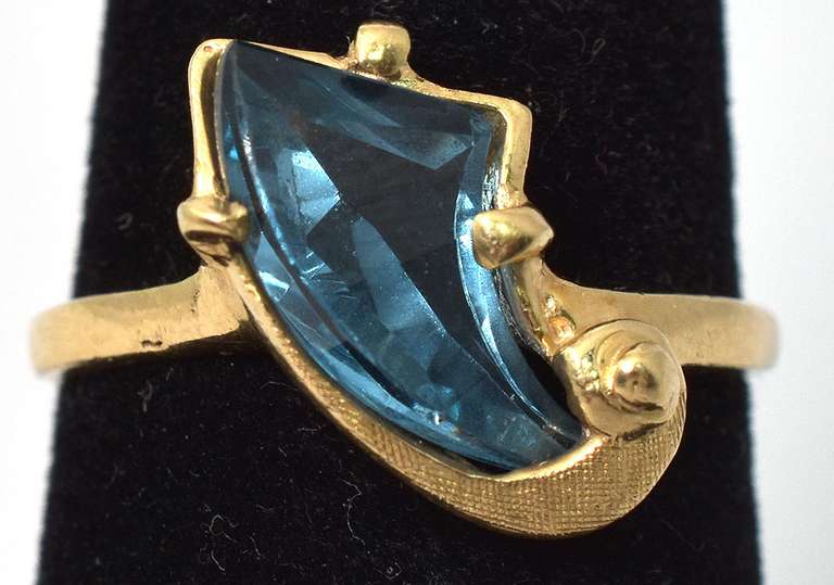 Unique Blue Topaz Ring in 14KT Yellow Gold