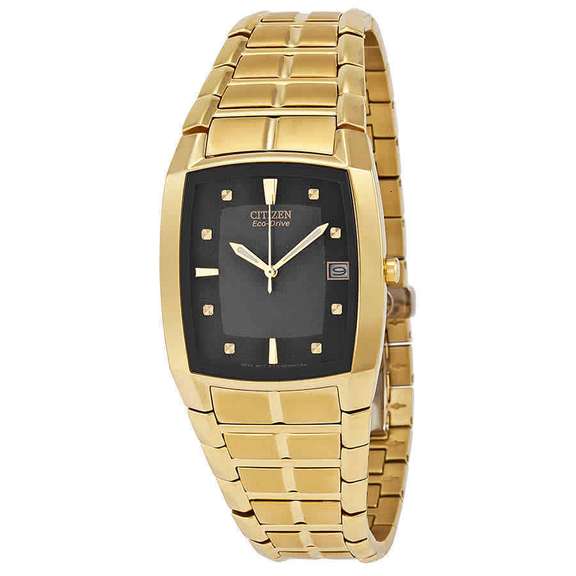 Citizen Eco Drive Black Dial Yellow Gold-tone Watch