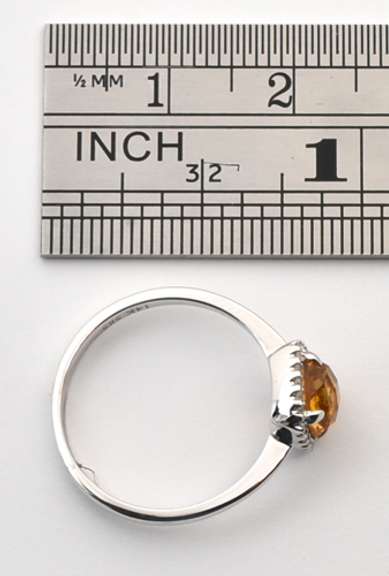 Stylish Citrine & Diamond Ring in 14K WG