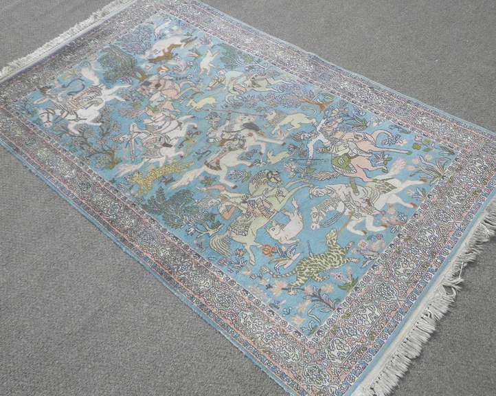 Unique Wool/Silk Hunting/Floral Rug 4.0x6.2
