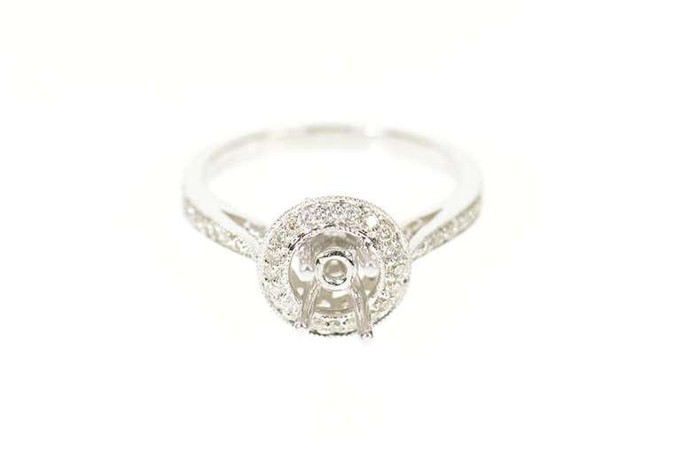 18K White Gold 0.29 Ctw 4.7mm Engagement Semi Mount Setting Ring