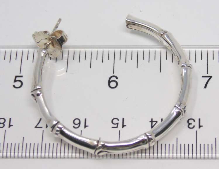 Trendy John Hardy Sterling Silver Bamboo Hoop Earrings