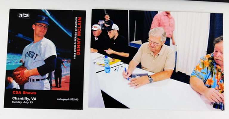 Denny McLain, Tigers Autographed Photo w/Signing Pic