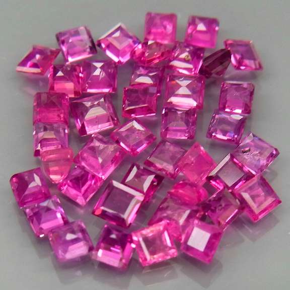 Premium 4.53ct 40 piece princess cut Ruby set