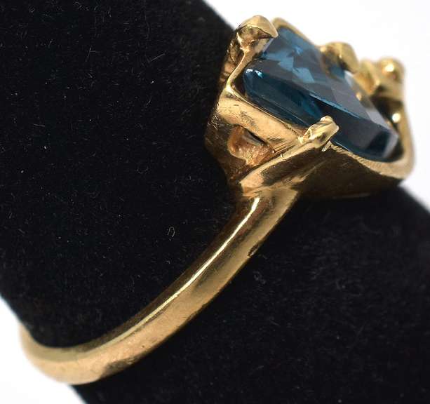 Unique Blue Topaz Ring in 14KT Yellow Gold