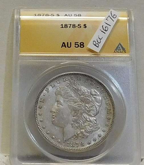 1878-S Morgan Dol, ANACS AU-58