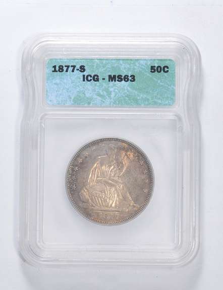 MS63 1877-S Seated Liberty Half Dollar - Graded ICG