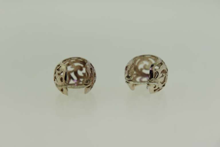 Sterling Silver Filigree Wide Hoop Earrings