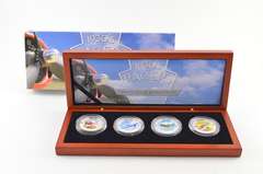 2006 Cook Islands $2 1 Oz Silver Colored Prooflike 4 Coin Set Box/COA