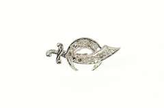 14K White Gold Diamond Shriners Scimitar Sword Symbol Lapel Pin/Brooch