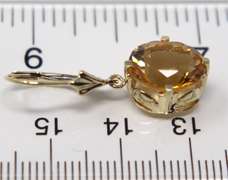 Fancy 14kt YG Oval Cut Citrine Dangle Earrings