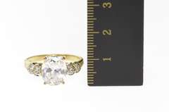 Gold Plated Ornate Oval Leaf Accent Travel Engagement Ring