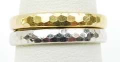 2 14K Yellow & White Gold Stacking Bands, Size 9