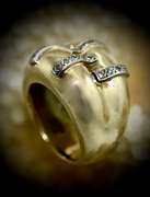 Impressive Vintage Heavy 14K and  Diamond Ring