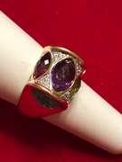 LADIES 18K GOLD MULTI COLOR AND DIAMOND RING