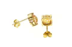 14K Yellow Gold Peach Mystic Topaz Round Faceted Stud Earrings