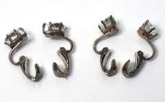 2 Pairs CZ Hear Clip-On Earrings in Sterling Silver