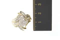 10K Yellow Gold 0.87 Ctw Classic Diamond Encrusted Bypass Ring