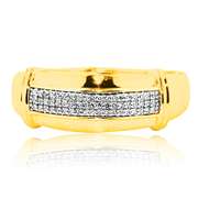 10K Gold Mens Wedding Band 0.13cttw Pave Diamonds 9mm Wide