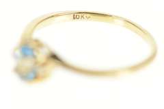 10K Yellow Gold Oval Blue Topaz Diamond Accent Bypass Ring