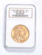 MS65 1908-NM $20 St Gaudens Gold Double Eagle Wells Fargo NV Gold NGC