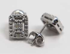 Lot of 3 Sterling Silver Cubic Zirconia Stud Earrings