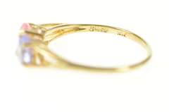10K Yellow Gold Heart Pink & Purple Cubic Zirconia Statement Ring