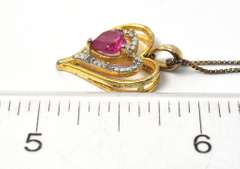 Sterling Silver Vermeil Necklace With Red and White Stones