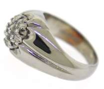 White Gold Diamond Cluster Gypsy Style Ring
