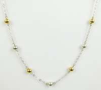 Sterling & 14K Gold Bead Necklace