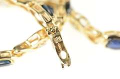 10K Yellow Gold Oval Natural Sapphire Diamond Wavy Link Bracelet