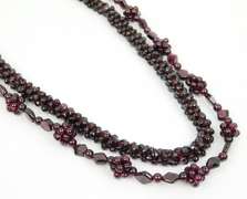 2 Long Vintage Garnet Bead Necklaces