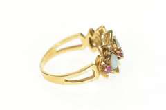 14K Yellow Gold Victorian Natural Opal Ruby Statement Ring