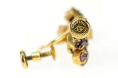 Gold Filled Square Sim. Amethyst Cluster Screw Back Earrings