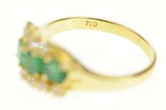 18K Yellow Gold 0.73 Ctw Natural Emerald Diamond Wavy Ring