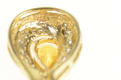 14K Yellow Gold Pear Citrine Diamond Accent Loop Classic Pendant