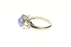 10K White Gold Retro Ornate Syn. Blue Star Sapphire Diamond Ring