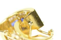 14K Yellow Gold 1.40 Ctw Sapphire Diamond French Clip Hoop Earrings