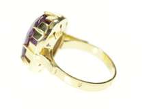 14K Yellow Gold Oval Amethyst Retro Statement Cocktail Ring