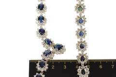 14K White Gold 36.12 Ctw Natural Sapphire Diamond Halo Necklace