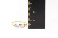 10K Yellow Gold Heart Pink & Purple Cubic Zirconia Statement Ring