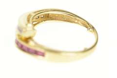 14K Yellow Gold Princess Cut Ruby Diamond Bypass Ring